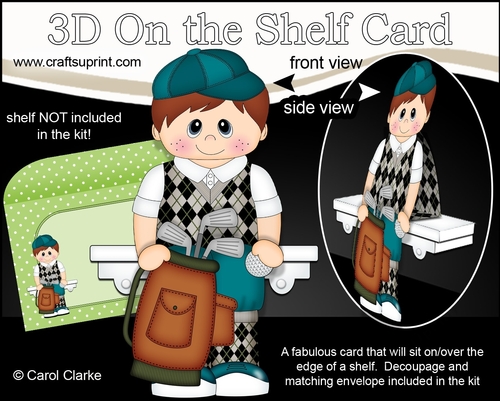 3D On the Shelf Card Kit - Young Boy Kriss plays Golf
