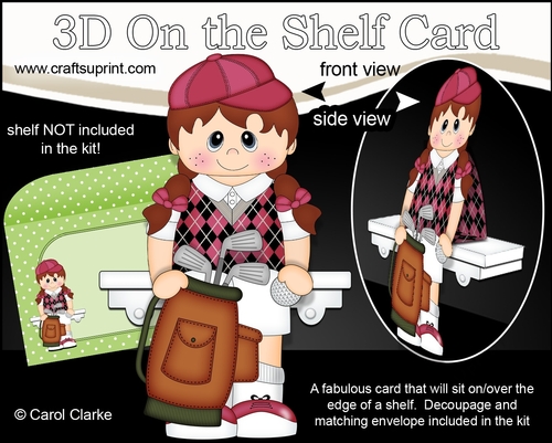 3D On the Shelf Card Kit - Young Girl Amada plays Golf