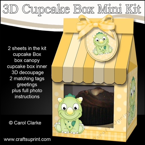 Mini Milk Carton Cupcake Treat Box Mini Kit - Cute Little Dino