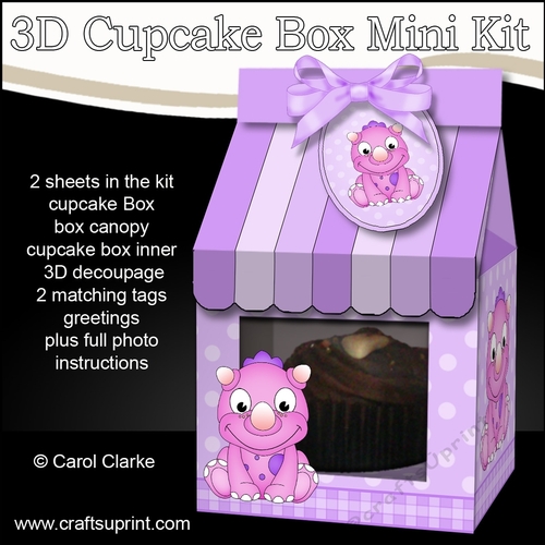 Mini Milk Carton Cupcake Treat Box Mini Kit - Cute Little Dino