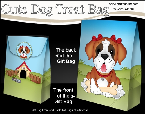 3D Gift Bag Mini Kit - Cute Little St Bernard Dog Lady