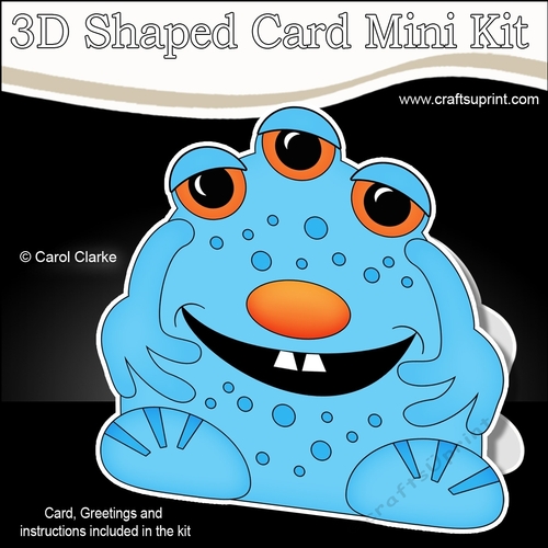 3D Shaped Card  Kit -  Cute Alien Monster Shaj