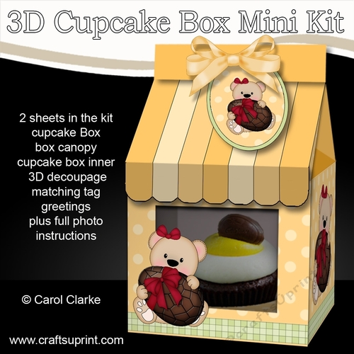 3D Mini Milk Carton Cupcake Treat Box Mini Kit - Cute Little Teddy has an Easter Egg
