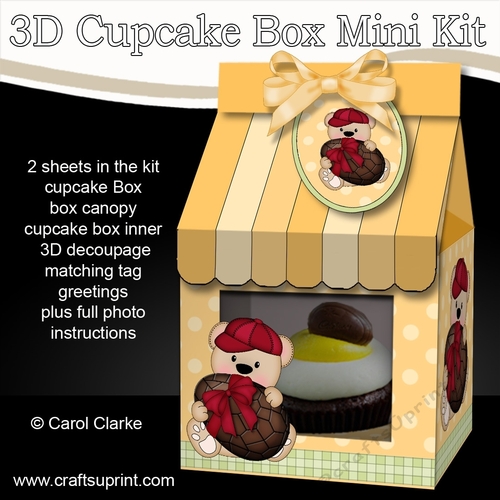 3D Mini Milk Carton Cupcake Treat Box Mini Kit - Cute Little Teddy has an Easter Egg