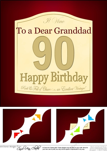 8 x 8 90th Birthday Granddad Wine Label Scalloped Corner