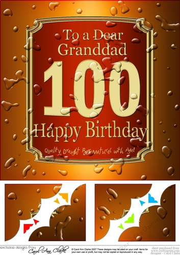 8 x 8 100th Birthday Granddad Beer Label Scalloped Corner