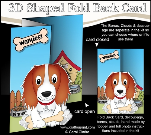 3D Shaped No-Hole Fold Back Mini Kit - Little Springer Spaniel Dog Baxter