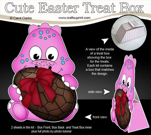 3D Mothers Day Treat Box Mini Kit - Cute Little Dino has an Easter Egg