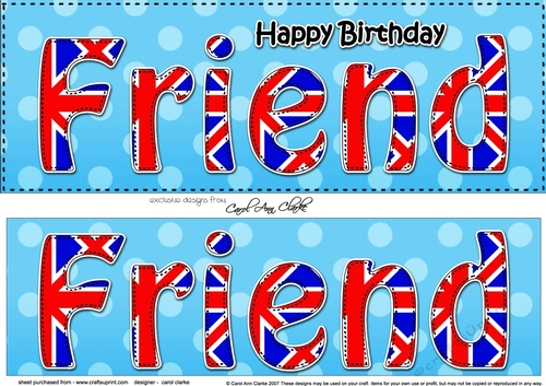 Large DL Happy Birthday FRIEND 3D decoupage UK Union Jack