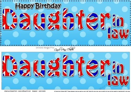 Large DL Happy Birthday DAUGHTER IN LAW 3D decoupage UK Union Jack