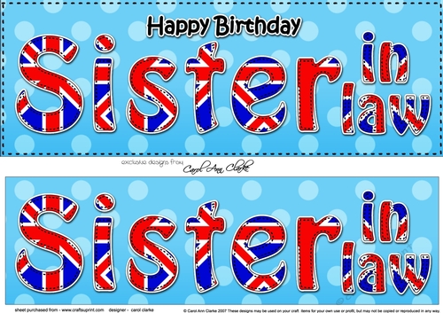 Large DL Happy Birthday SISTER IN LAW 3D decoupage UK Union Jack