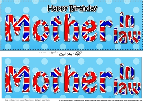 Large DL Happy Birthday MOTHER IN LAW 3D decoupage UK Union Jack