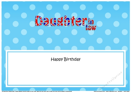 Large DL Happy Birthday DAUGHTER IN LAW insert UK Union Jack