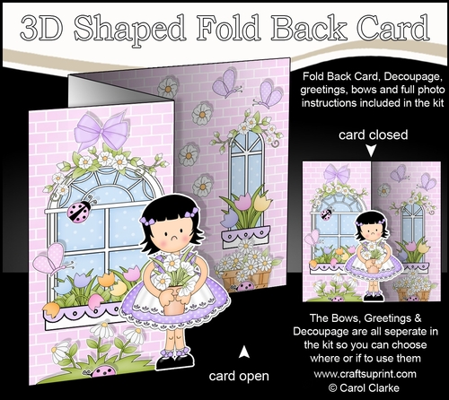 3D Shaped No-Hole Fold Back Mini Kit -  Country Cottage Girlz Suzi has a Pot of Pretty Flowers