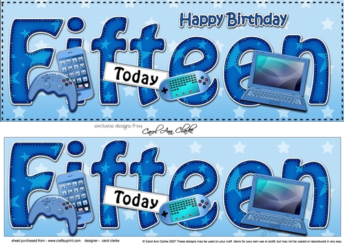 Large DL Happy Birthday FIFTEEN TODAY 3D decoupage