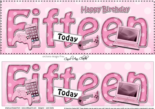 Large DL Happy Birthday FIFTEEN TODAY 3D decoupage