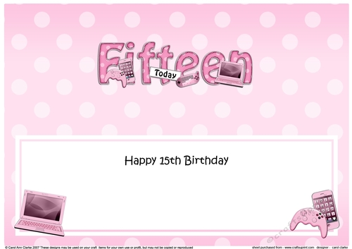 Large DL Happy Birthday FIFTEEN TODAY insert