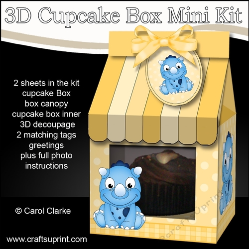 Mini Milk Carton Cupcake Treat Box Mini Kit - Cute Little Dino