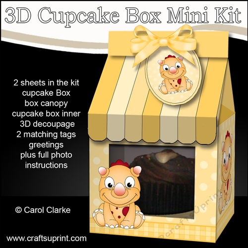 Mini Milk Carton Cupcake Treat Box Mini Kit - Cute Little Dino