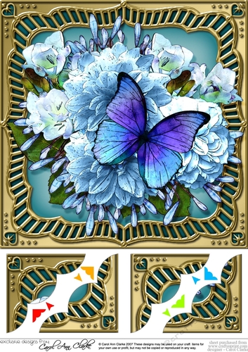 8 x 8 Flowers & Butterfly in a Gold Frame Scalloped Corner Topper  
