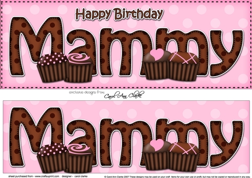 Large DL Happy Birthday MAMMY 3D decoupage with Chocolates