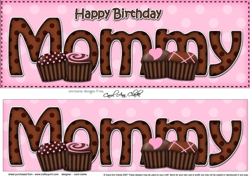 Large DL Happy Birthday MOMMY 3D decoupage with Chocolates