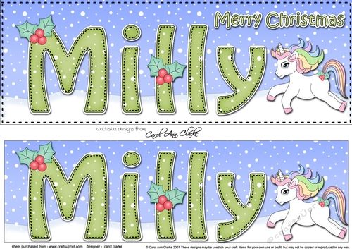 Large DL Merry Christmas MILLY 3D decoupage 