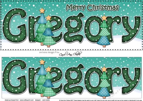Large DL Merry Christmas GREGORY 3D decoupage 