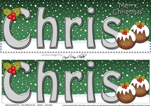 Large DL Merry Christmas CHRIS 3D decoupage 
