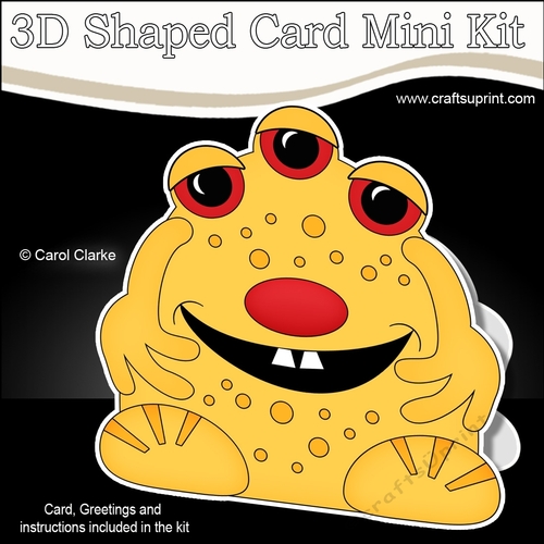 3D Shaped Card  Kit -  Cute Alien Monster Zael