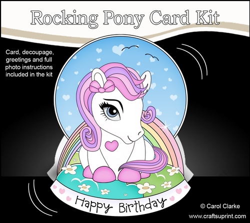 3D Shaped Rocking Card Mini Kit - Cute Little Pony Feather