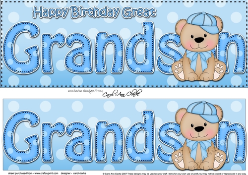 Large DL Happy Birthday GREAT GRANDSON 3D decoupage with Austin Bear