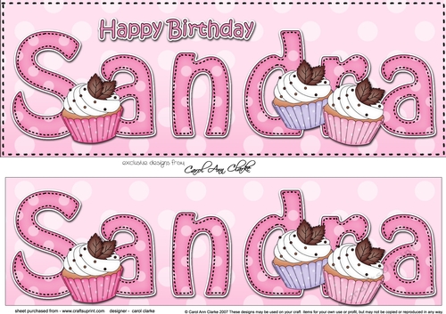 Large DL Happy Birthday SANDRA 3D decoupage