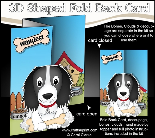 3D Shaped No-Hole Fold Back Mini Kit - Little Springer Spaniel Dog Blue
