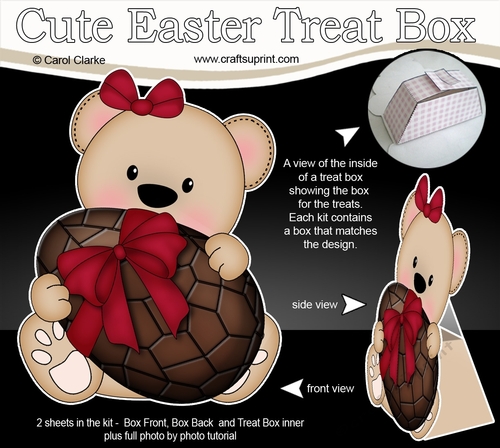 3D Mothers Day Treat Box Mini Kit - Cute Teddy Bear has an Easter Egg