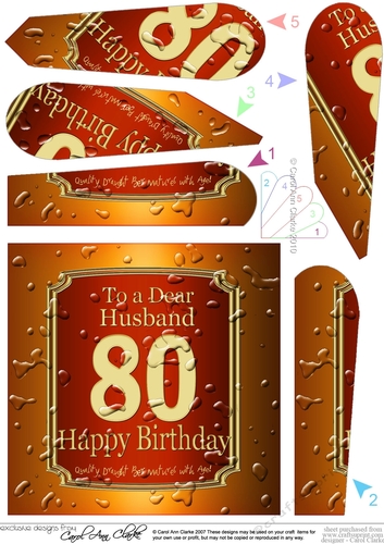 80th Birthday Husband Beer Label Fan Pyramage Topper