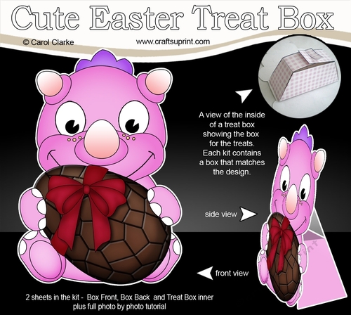 3D Mothers Day Treat Box Mini Kit - Cute Little Dino has an Easter Egg