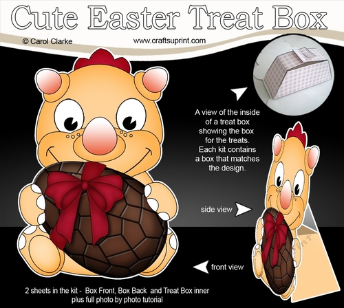 3D Mothers Day Treat Box Mini Kit - Cute Little Dino has an Easter Egg