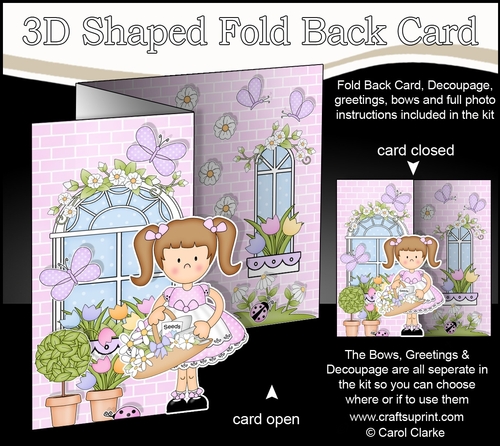 3D Shaped No-Hole Fold Back Mini Kit -  Country Cottage Girlz Liz has a Basket of Flowers