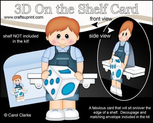 3D On the Shelf Card Kit - Cute Little Toddler Ajax has a Fidget Cube