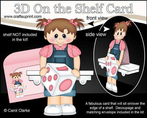 3D On the Shelf Card Kit - Cute Little Toddler Juliette has a Fidget Cube