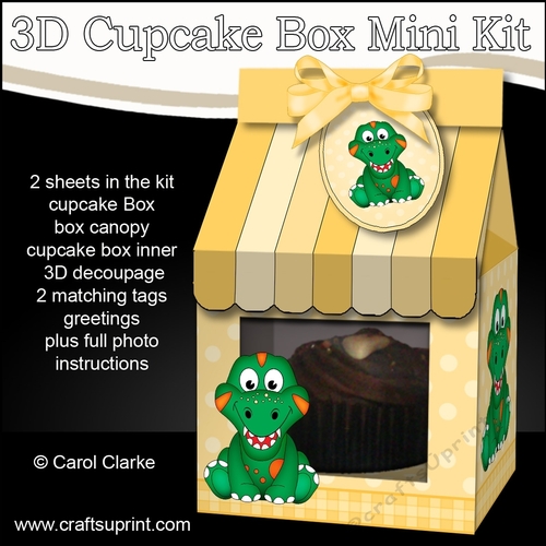 Mini Milk Carton Cupcake Treat Box Mini Kit - Cute Little Dino
