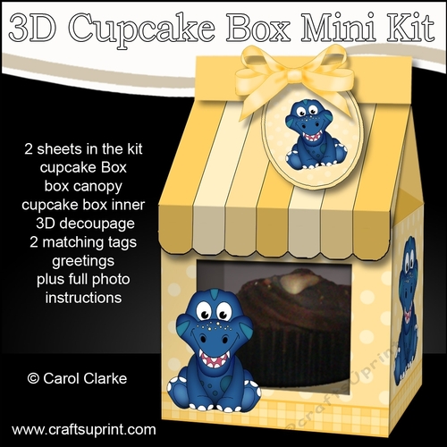 Mini Milk Carton Cupcake Treat Box Mini Kit - Cute Little Dino