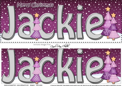 Large DL Merry Christmas JACKIE 3D decoupage 