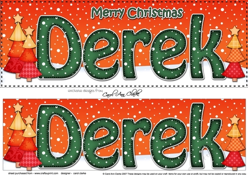Large DL Merry Christmas DEREK 3D decoupage 