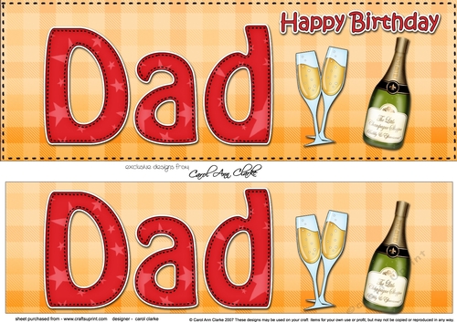 Large DL Happy Birthday DAD 3D decoupage with Champagne