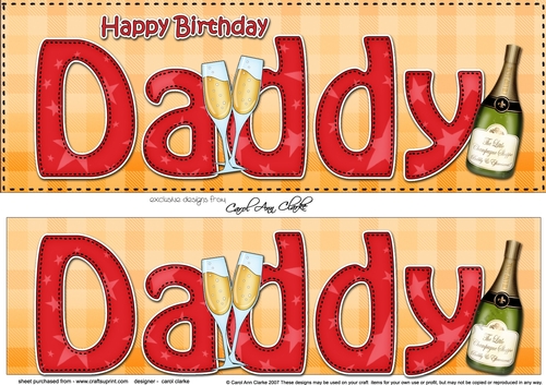 Large DL Happy Birthday DADDY 3D decoupage with Champagne