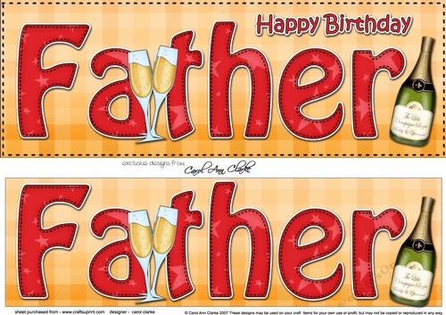 Large DL Happy Birthday FATHER 3D decoupage with Champagne