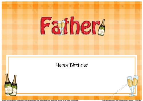 Large DL Happy Birthday FATHER insert with Champagne