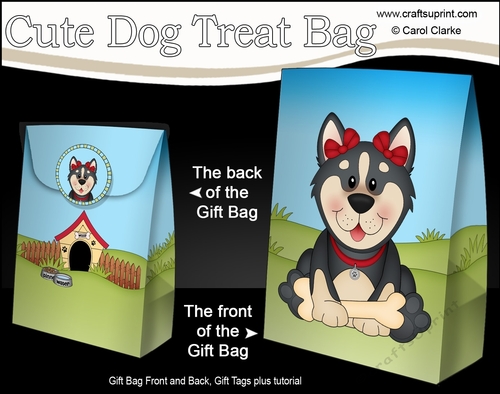 3D Gift Bag Mini Kit - Cute Little Husky Dog Misty